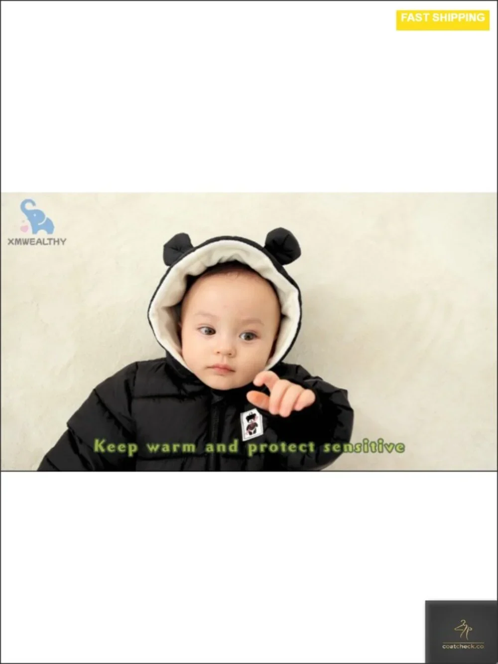 Baby Winter Snowsuit Hooded Zip Jumpsuit Warm Toddler Coat